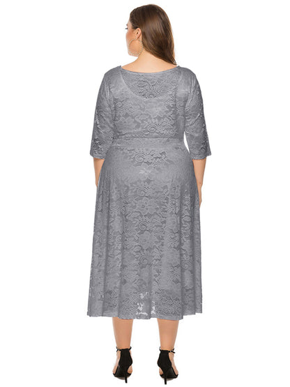 Stacey B's Plus size women's new evening dress bridesmaid dress lace pocket dress