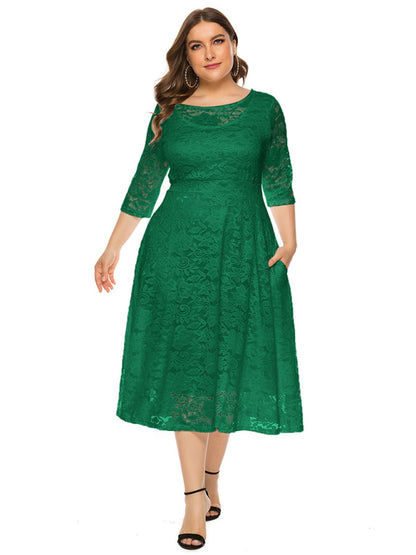 Stacey B's Plus size women's new evening dress bridesmaid dress lace pocket dress