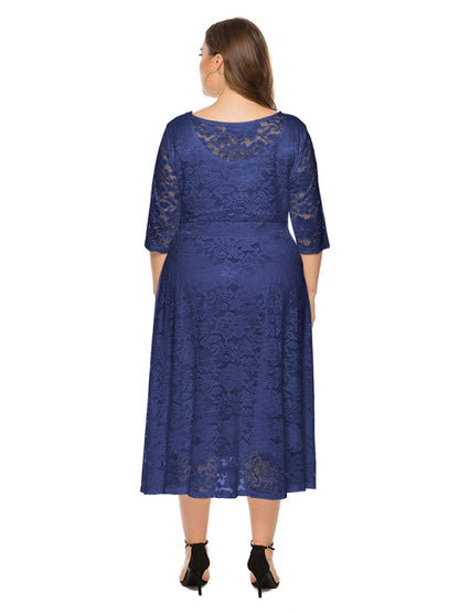Stacey B's Plus size women's new evening dress bridesmaid dress lace pocket dress