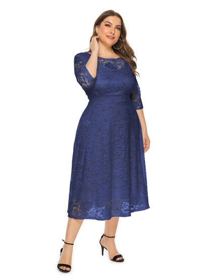 Stacey B's Plus size women's new evening dress bridesmaid dress lace pocket dress