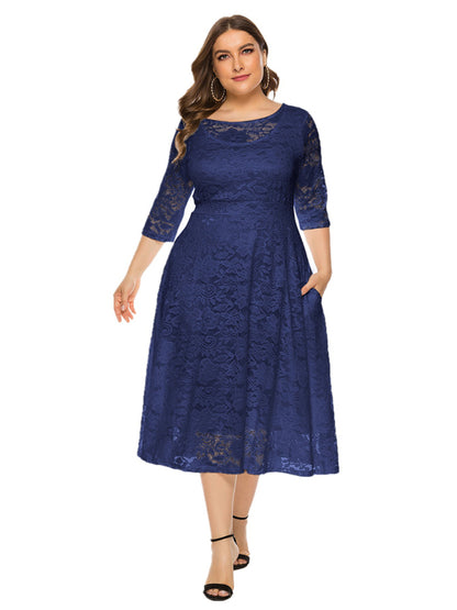 Stacey B's Plus size women's new evening dress bridesmaid dress lace pocket dress