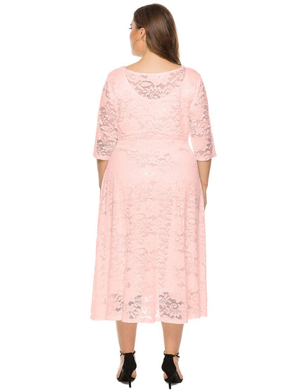 Stacey B's Plus size women's new evening dress bridesmaid dress lace pocket dress
