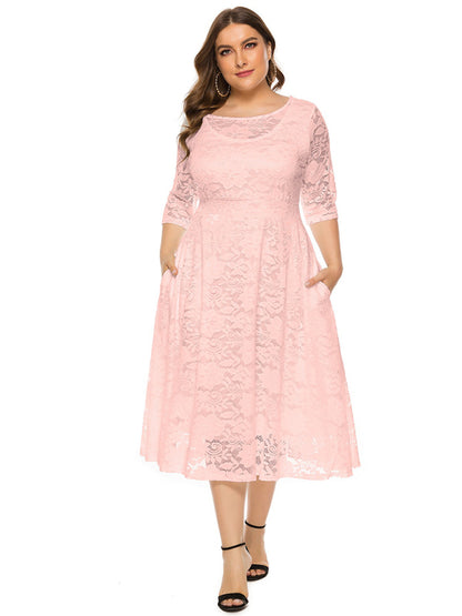 Stacey B's Plus size women's new evening dress bridesmaid dress lace pocket dress