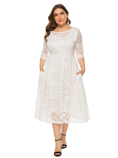 Stacey B's Plus size women's new evening dress bridesmaid dress lace pocket dress