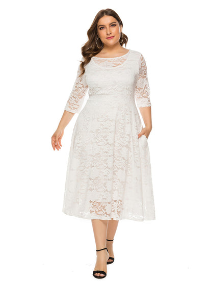 Stacey B's Plus size women's new evening dress bridesmaid dress lace pocket dress