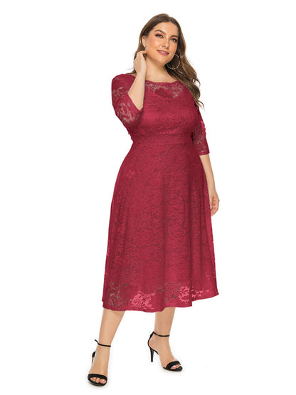 Stacey B's Plus size women's new evening dress bridesmaid dress lace pocket dress