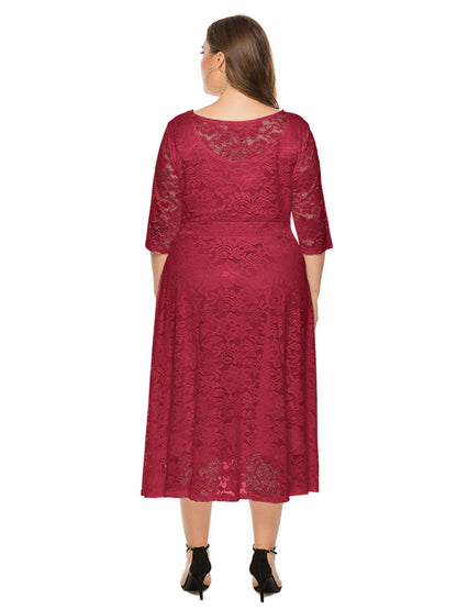 Stacey B's Plus size women's new evening dress bridesmaid dress lace pocket dress