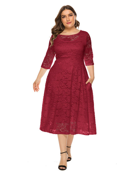 Stacey B's Plus size women's new evening dress bridesmaid dress lace pocket dress