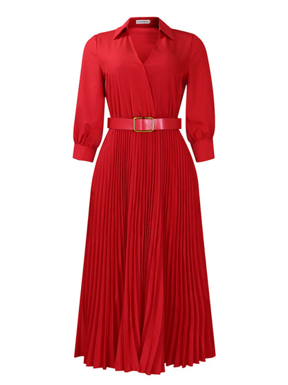 Stacey B's Plus Size Women's V Neck Pleated Dress