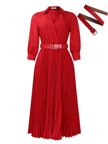 Stacey B's Plus Size Women's V Neck Pleated Dress
