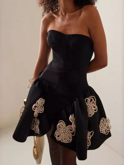 Stacey B's Black Floral Bandage Dress with Tutu Tutu