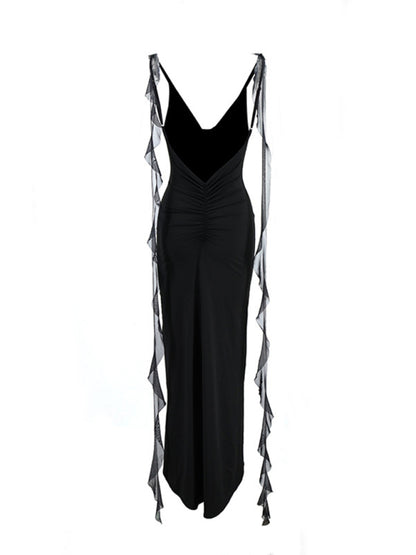 Stacey B's Hot girl's new sexy dress V-neck backless slim shoulder fishtail evening dress