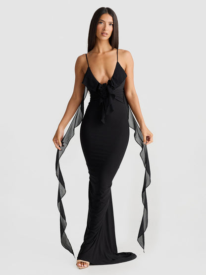 Stacey B's Hot girl's new sexy dress V-neck backless slim shoulder fishtail evening dress