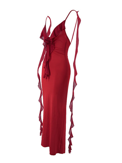 Stacey B's Hot girl's new sexy dress V-neck backless slim shoulder fishtail evening dress