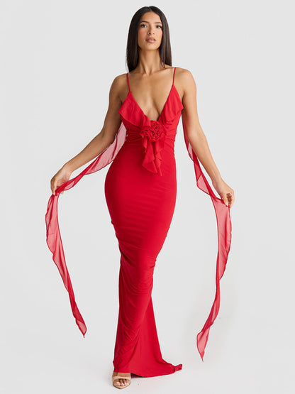 Stacey B's Hot girl's new sexy dress V-neck backless slim shoulder fishtail evening dress