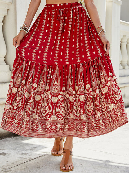 Stacey B's big swing skirt Bohemian holiday high waist beach skirt