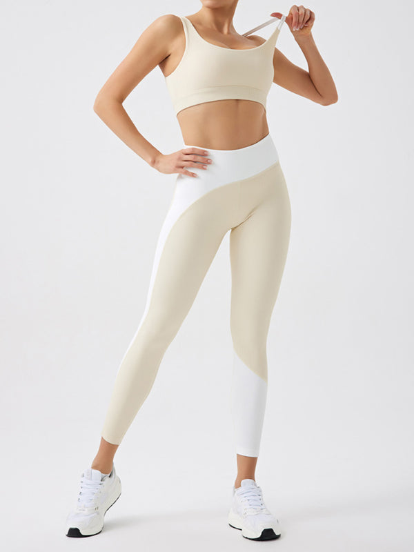 Stacey B's Environmentally friendly recycled fabric light color contrast yoga pants outdoor running fitness leggings