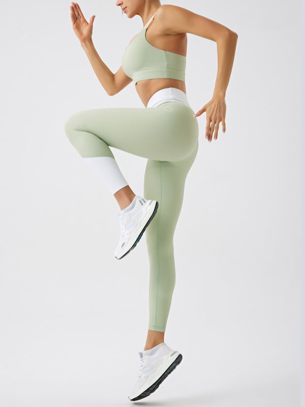 Stacey B's Environmentally friendly recycled fabric light color contrast yoga pants outdoor running fitness leggings