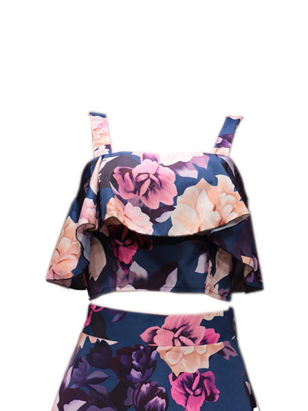 Stacey B's Fashionable holiday style camisole top with printed ruffle skirt two-piece set