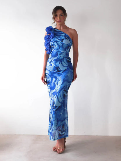 Stacey B's Slim Fit Sleeveless Three-Dimensional Flower Sexy Dress