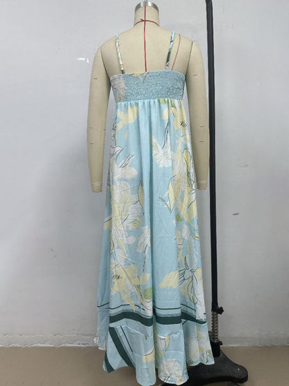 Stacey B's Striped print flared suspender dress