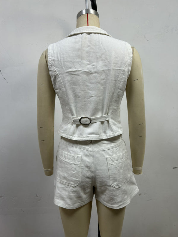 Stacey B's Ladies new denim jacket vest shorts set