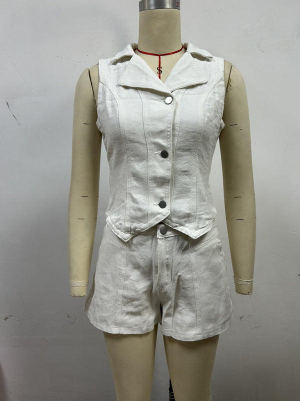 Stacey B's Ladies new denim jacket vest shorts set