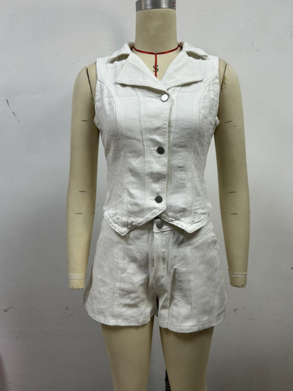Stacey B's Ladies new denim jacket vest shorts set