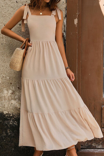 Stacey B's Tie Shoulder Smocked Tiered Dress