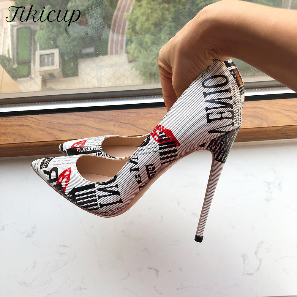 Stacey B's Graphic Print Pointy Toe High Heel Shoes