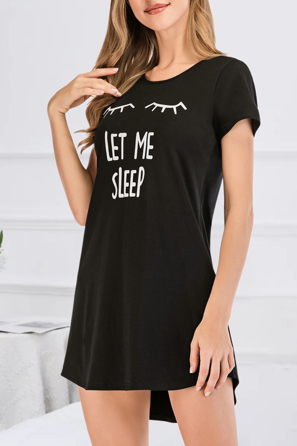 Stacey B's Graphic Round Neck Short Sleeve Lounge Dress