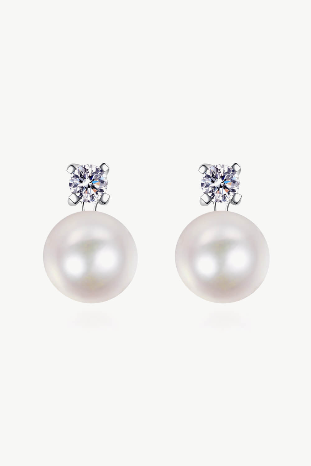 Stacey B's Moissanite Pearl Stud Earrings