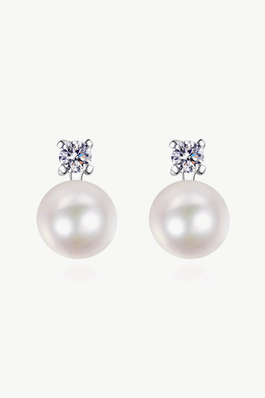 Stacey B's Moissanite Pearl Stud Earrings