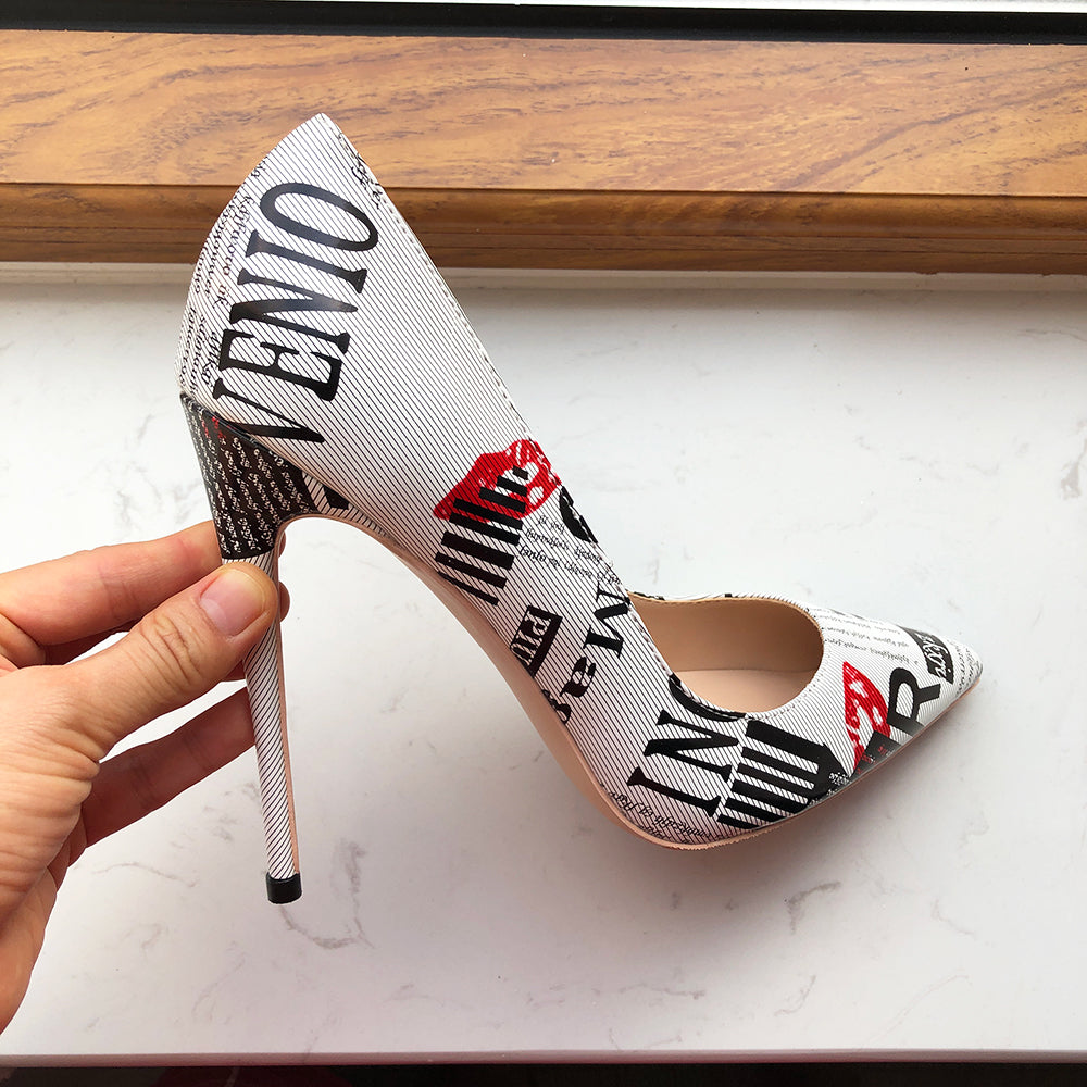 Stacey B's Graphic Print Pointy Toe High Heel Shoes