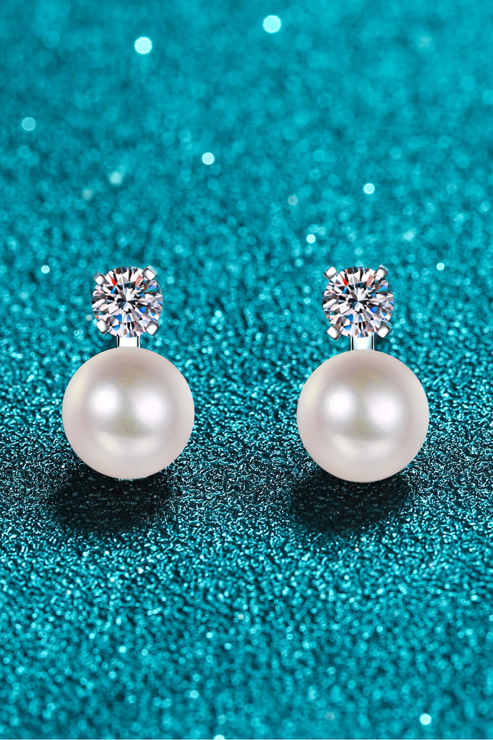 Stacey B's Moissanite Pearl Stud Earrings