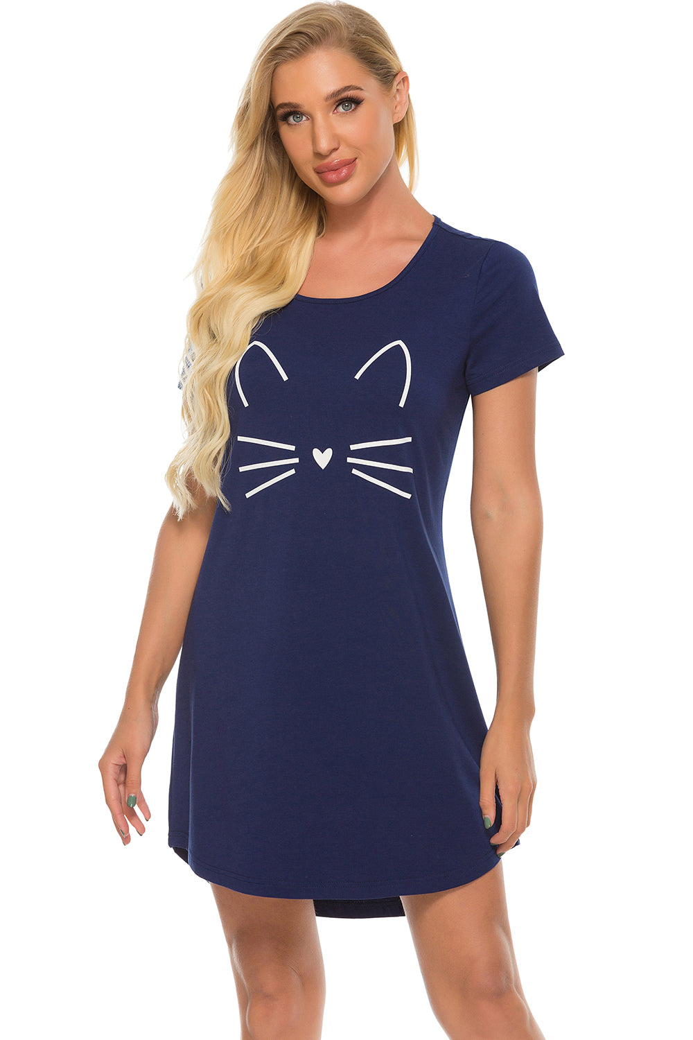 Stacey B's Graphic Round Neck Short Sleeve Lounge Dress