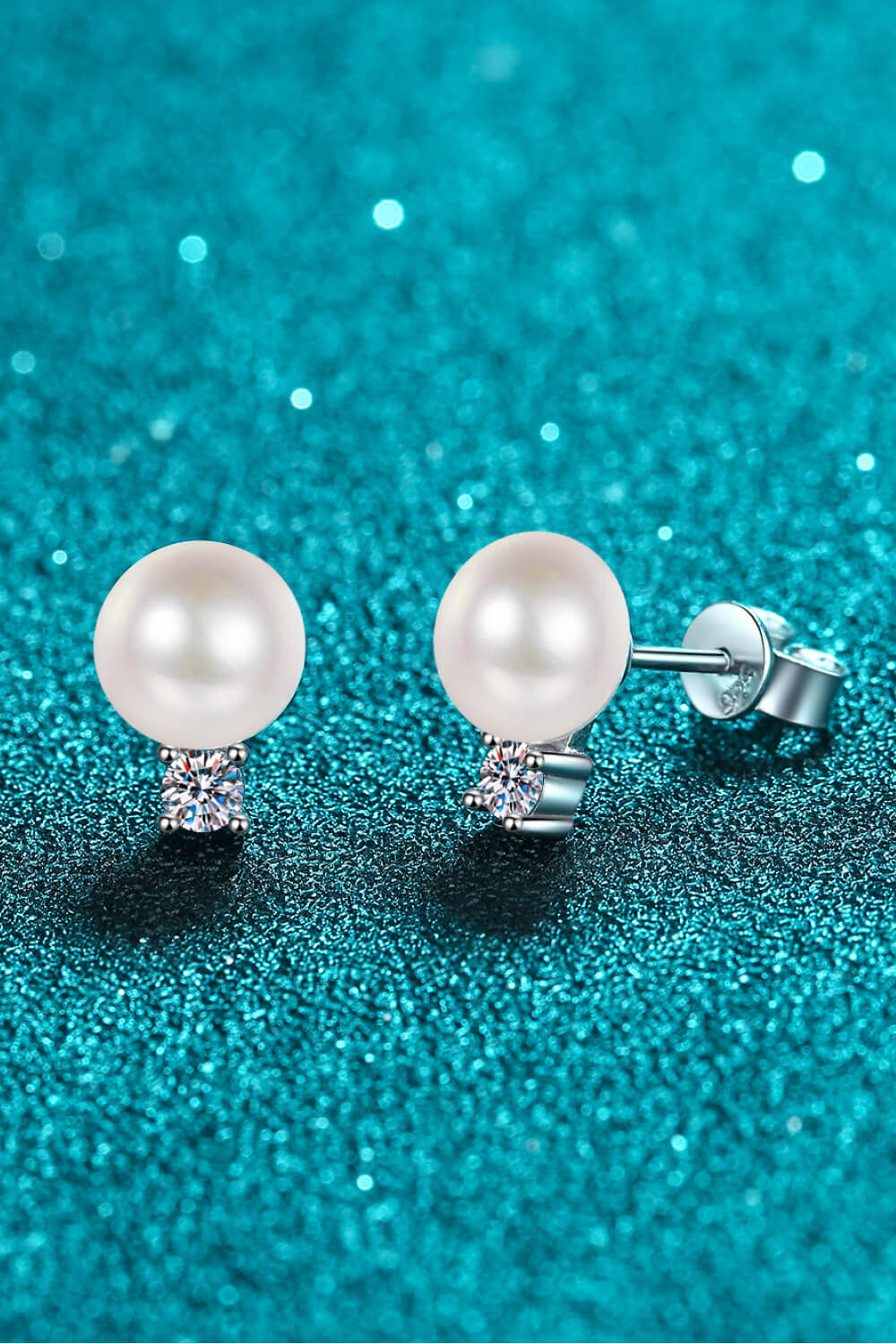 Stacey B's Moissanite Pearl Stud Earrings