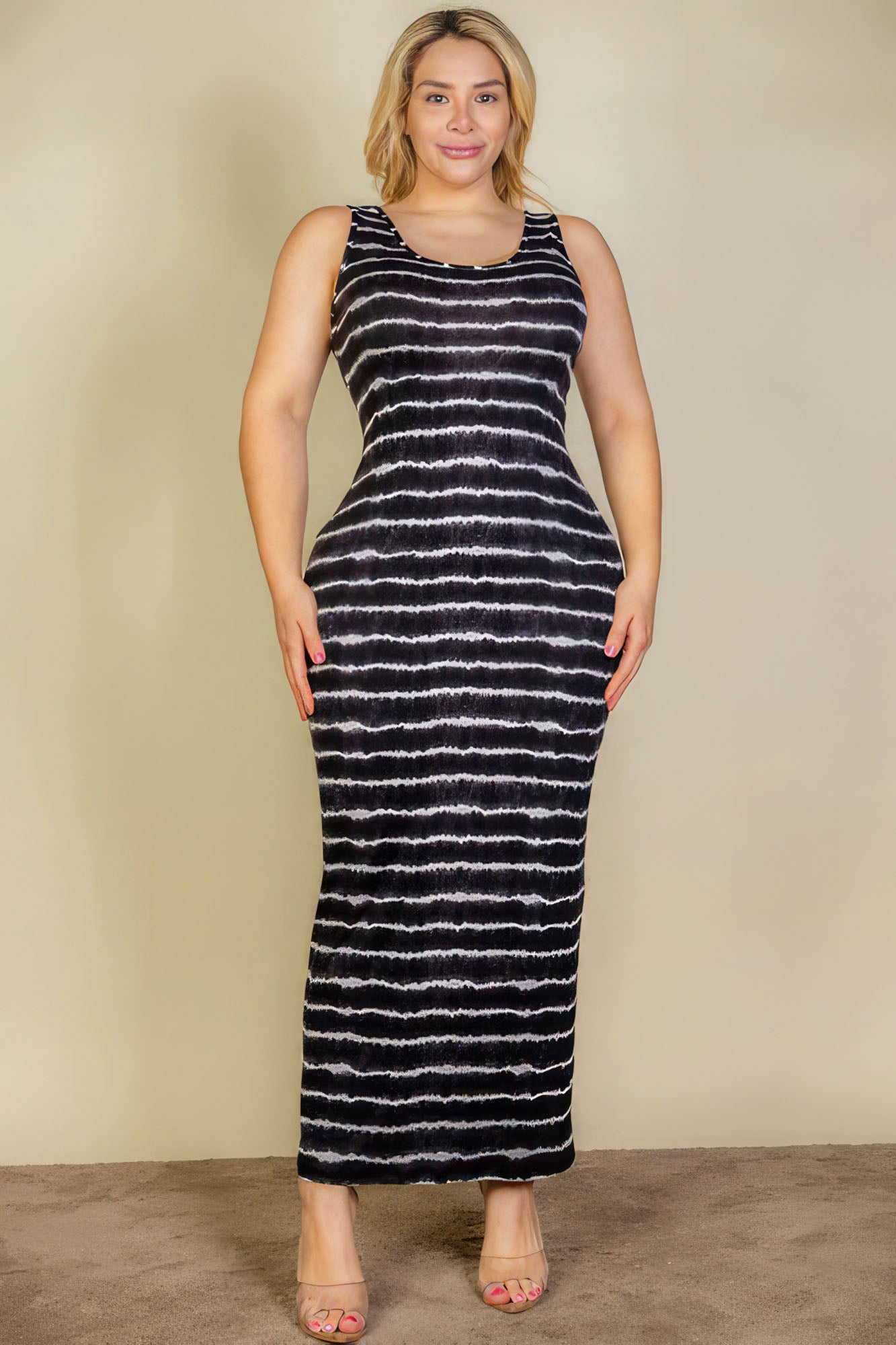 Stacey B's Plus Size Tie Dye Printed Tank Bodycon Maxi Dress