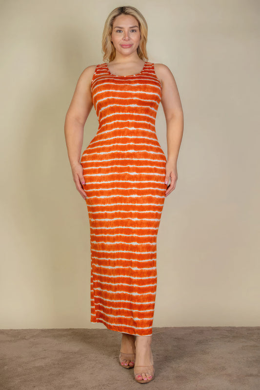 Stacey B's Plus Size Tie Dye Printed Tank Bodycon Maxi Dress