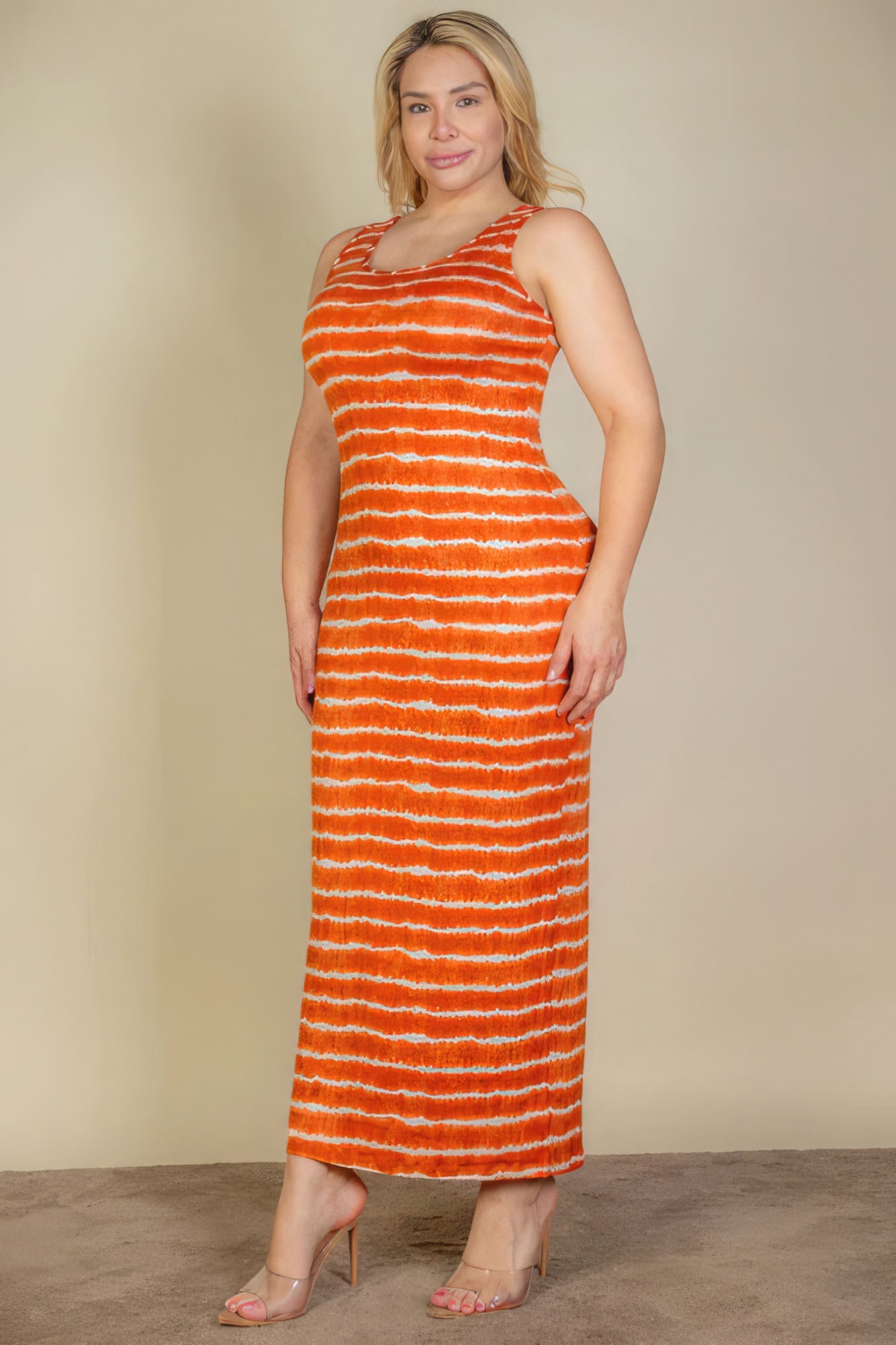 Stacey B's Plus Size Tie Dye Printed Tank Bodycon Maxi Dress