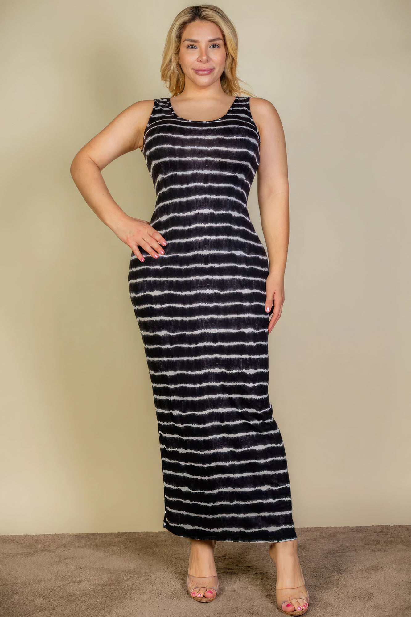 Stacey B's Plus Size Tie Dye Printed Tank Bodycon Maxi Dress