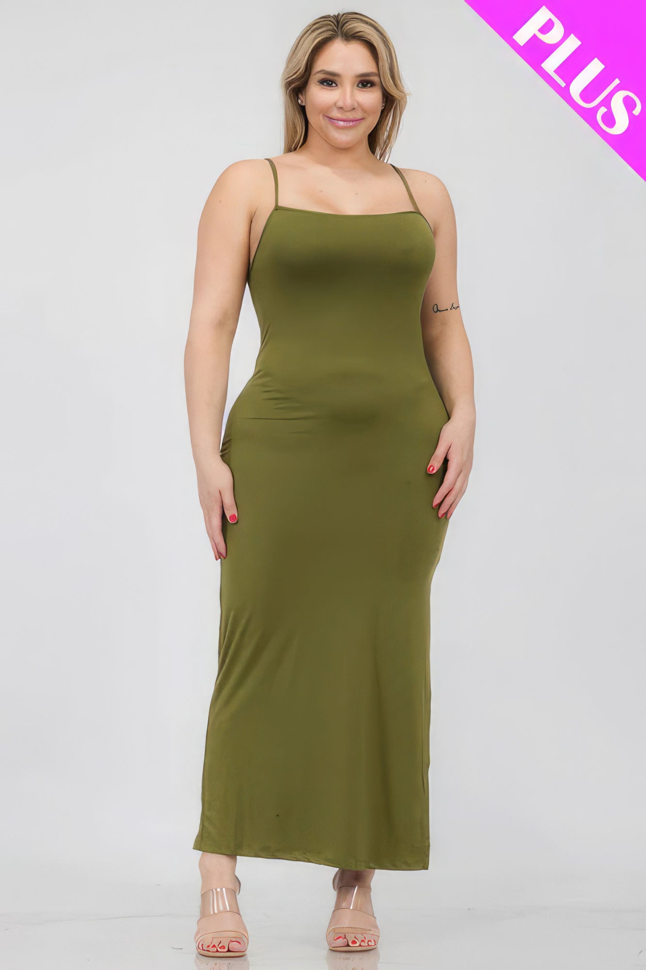 Stacey B's Plus Size Crisscross Back Split Thigh Maxi Dress