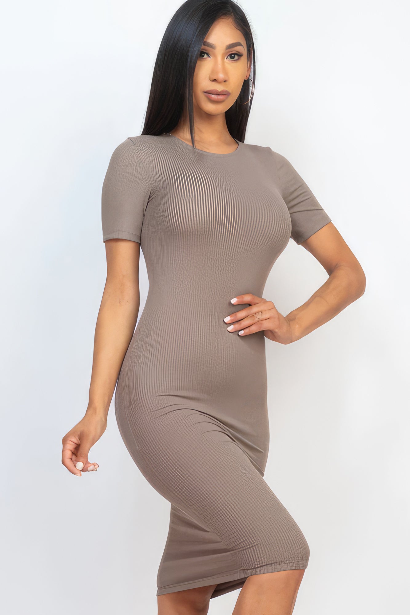 Stacey B's Ribbed Bodycon Midi Dress