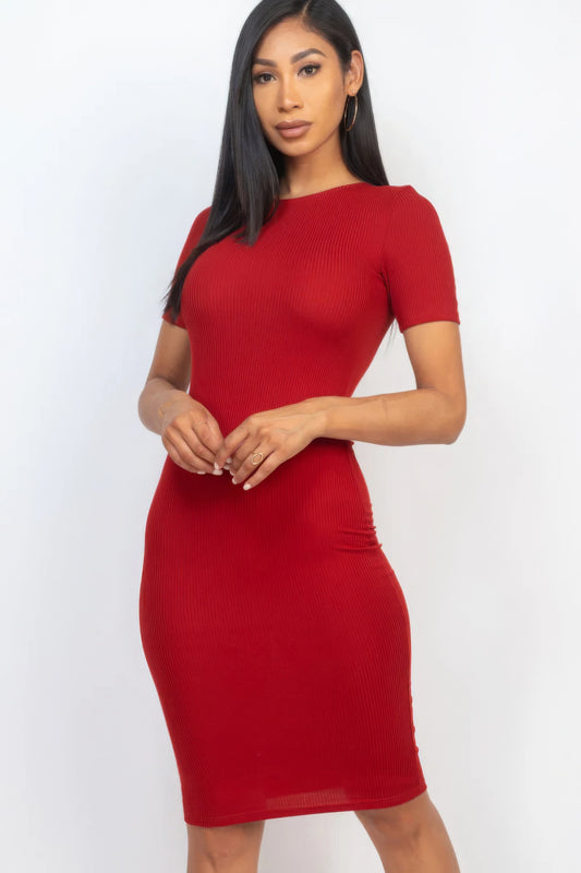 Stacey B's Ribbed Bodycon Midi Dress