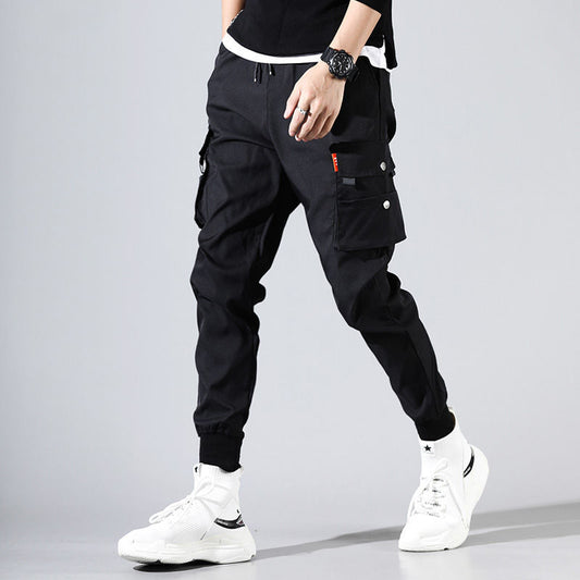 Stacey B's  Black Loose Casual Jogger Pocket Elastic waist Ankle Length Trousers Techwear