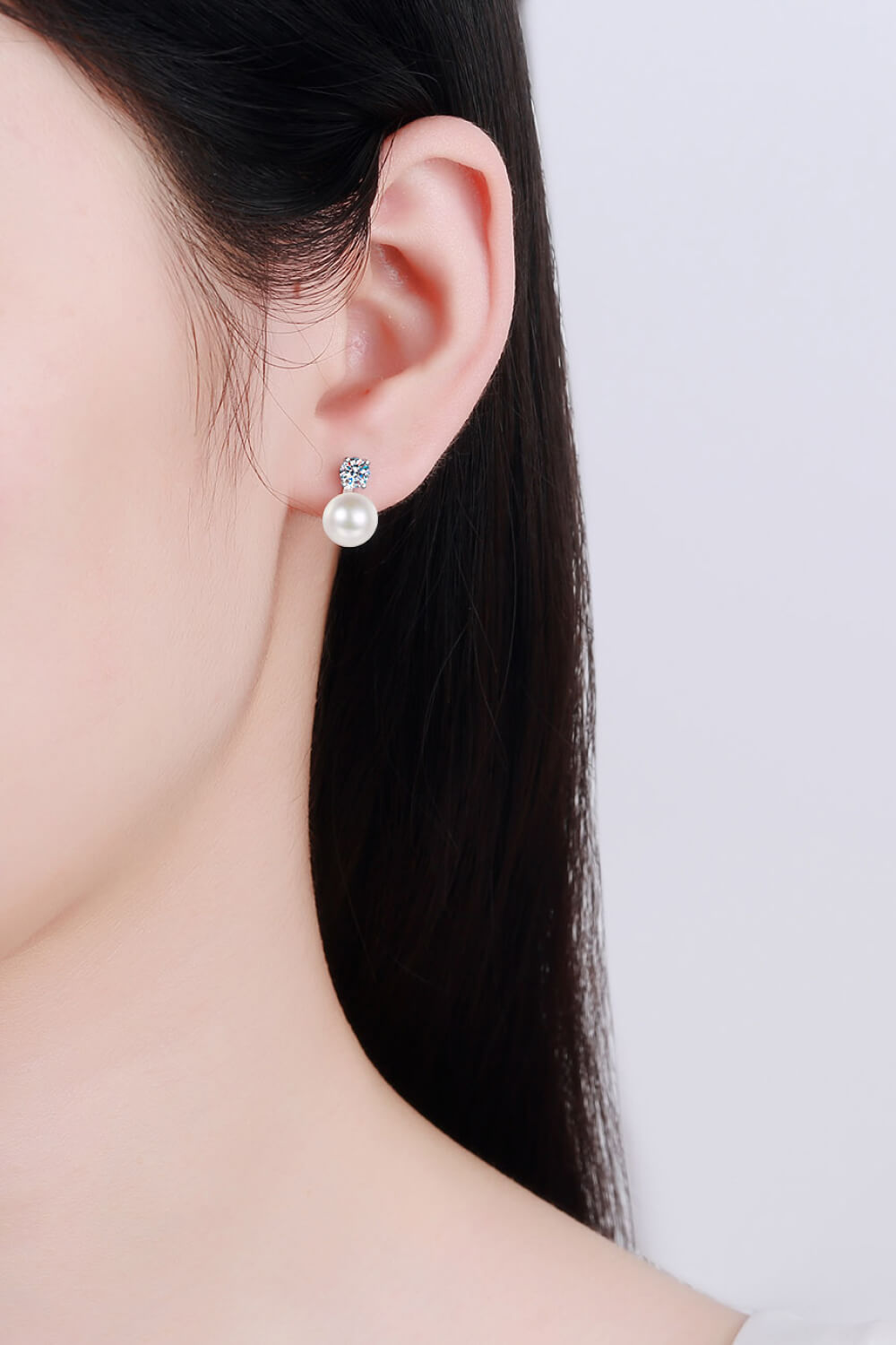 Stacey B's Moissanite Pearl Stud Earrings