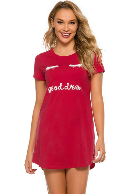 Stacey B's Graphic Round Neck Short Sleeve Lounge Dress