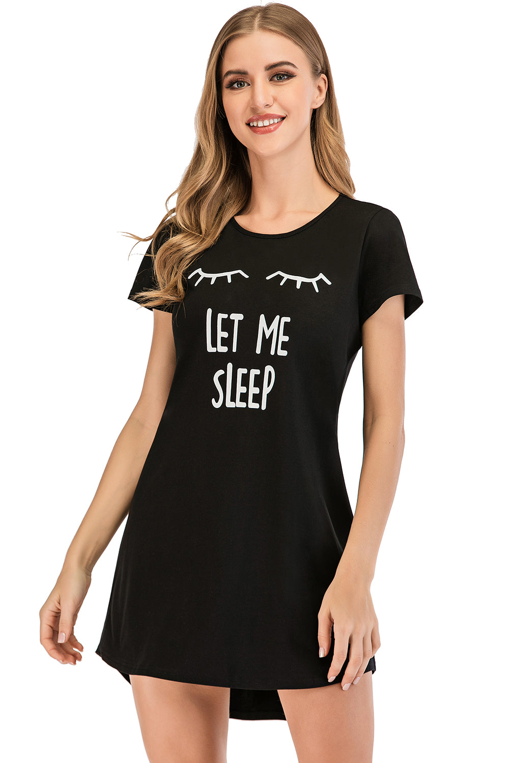 Stacey B's Graphic Round Neck Short Sleeve Lounge Dress