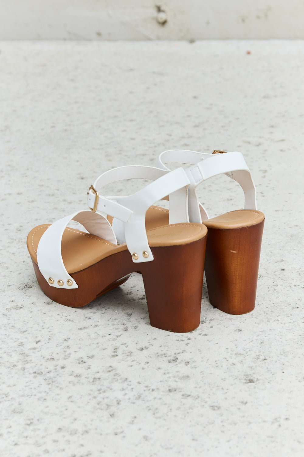 Stacey B's Time After Time Wooden Platform Strap Heels